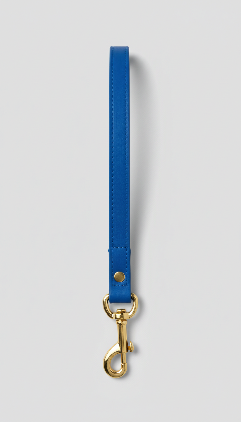 Cobalt blue vegan leather leash