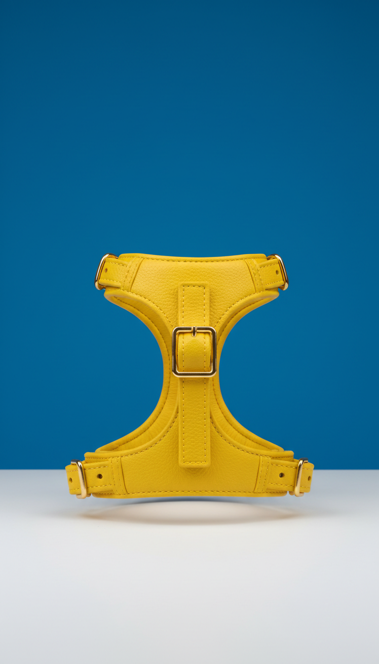 Lemon vegan leather cat harness