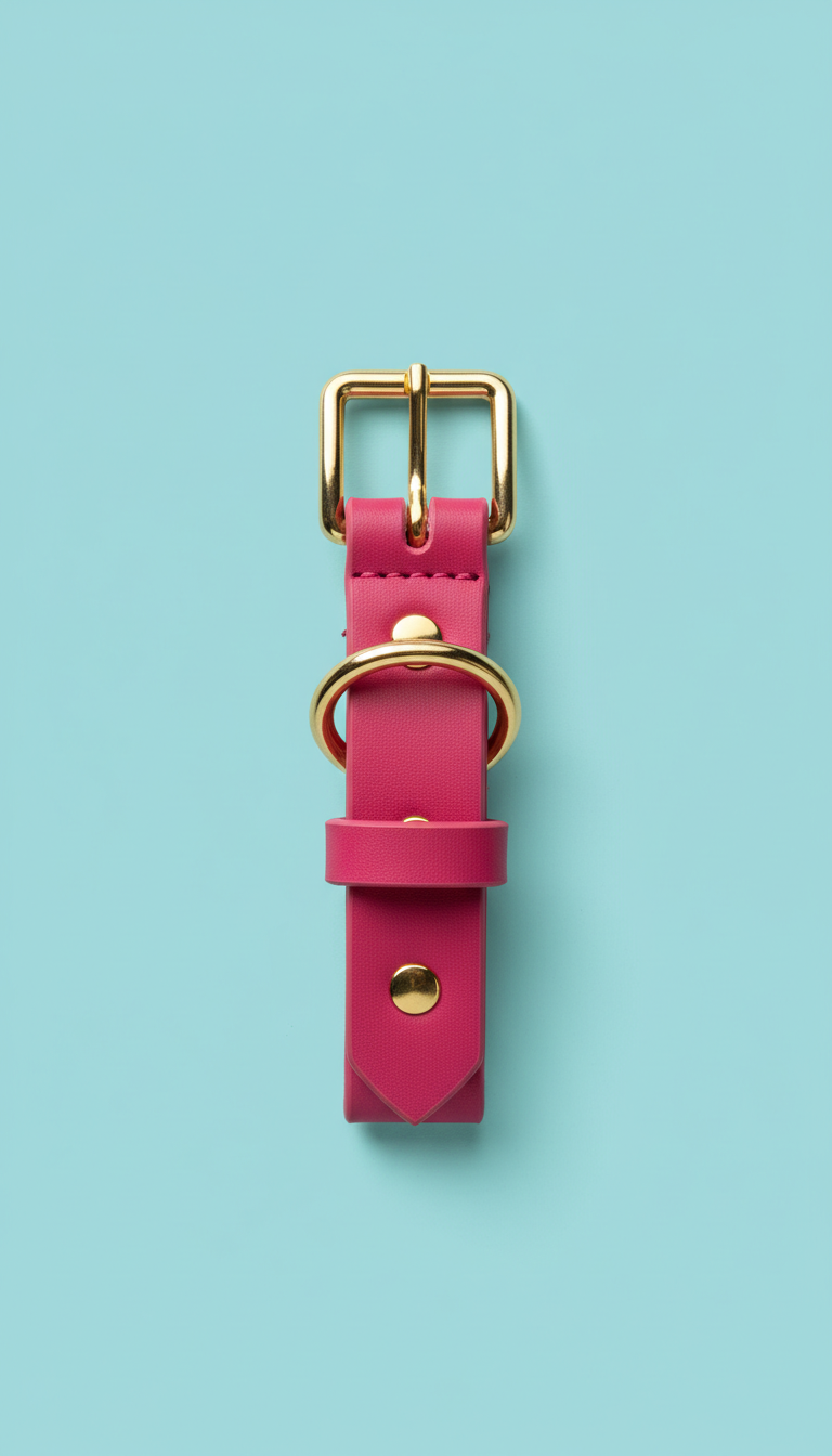Hot pink vegan leather collar