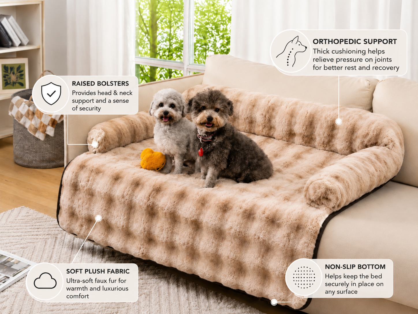 Luxury Orthopedic Plush Dog Sofa Bed