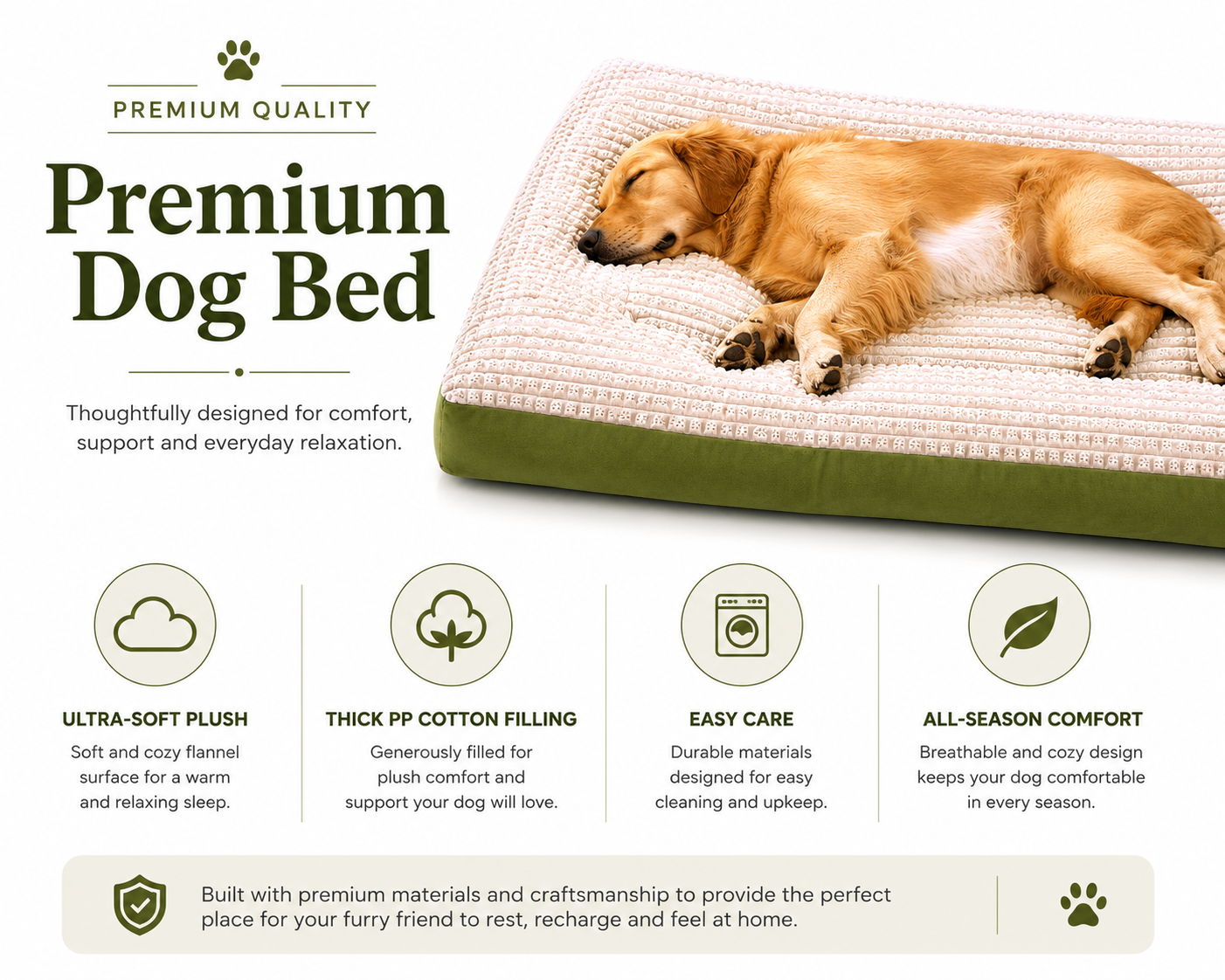 Premium Orthopedic Plush Dog Mattress Bed