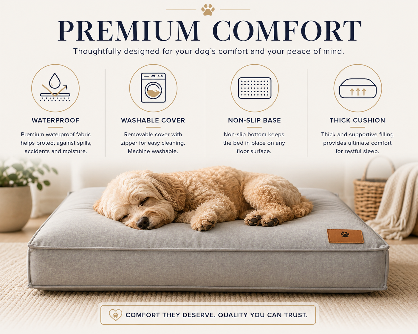 Premium Waterproof Washable Dog Bed